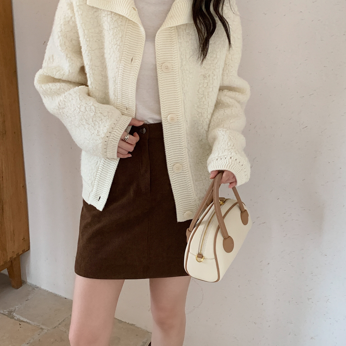 MUUTIS牧缇-韩系简约立领长袖全羊毛针织开衫(含100绵羊毛)tp8503