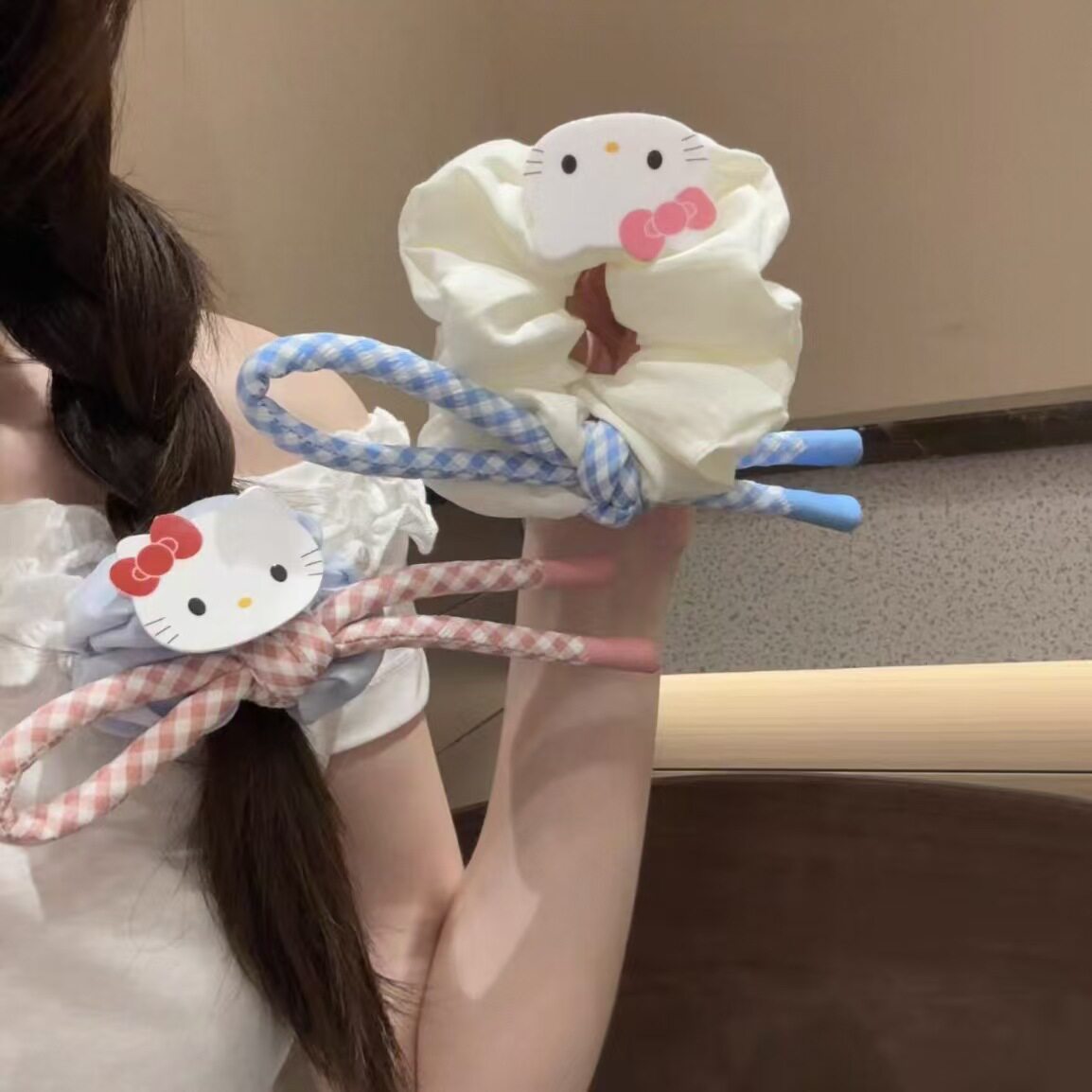 韩系温柔猫咪蝴蝶结大肠发圈甜美