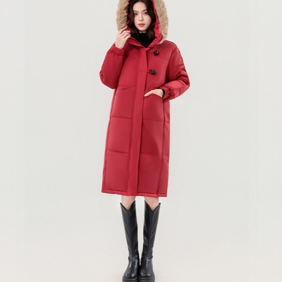 红色羽绒棉服结婚棉袄冬季敬酒服新娘回门中长款孕妇本命年外套