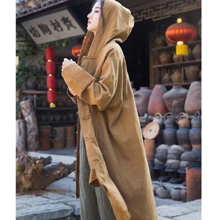 居士服中国风佛系禅意棉麻女装苎麻连帽外套拜佛修行禅茶服开衫