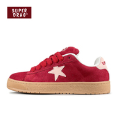超拽SUPERDRAG 女小众复古休闲鞋 闪电面包鞋 2025新年红低帮板鞋