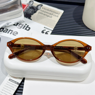 Fakeme平替珠宝猫眼款 墨镜小椭圆窄框防紫外线太阳镜男女通用 时尚