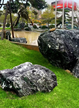 黑山石景石原石造景园林景观石草坪点缀石庭院枯山水异形加工定制