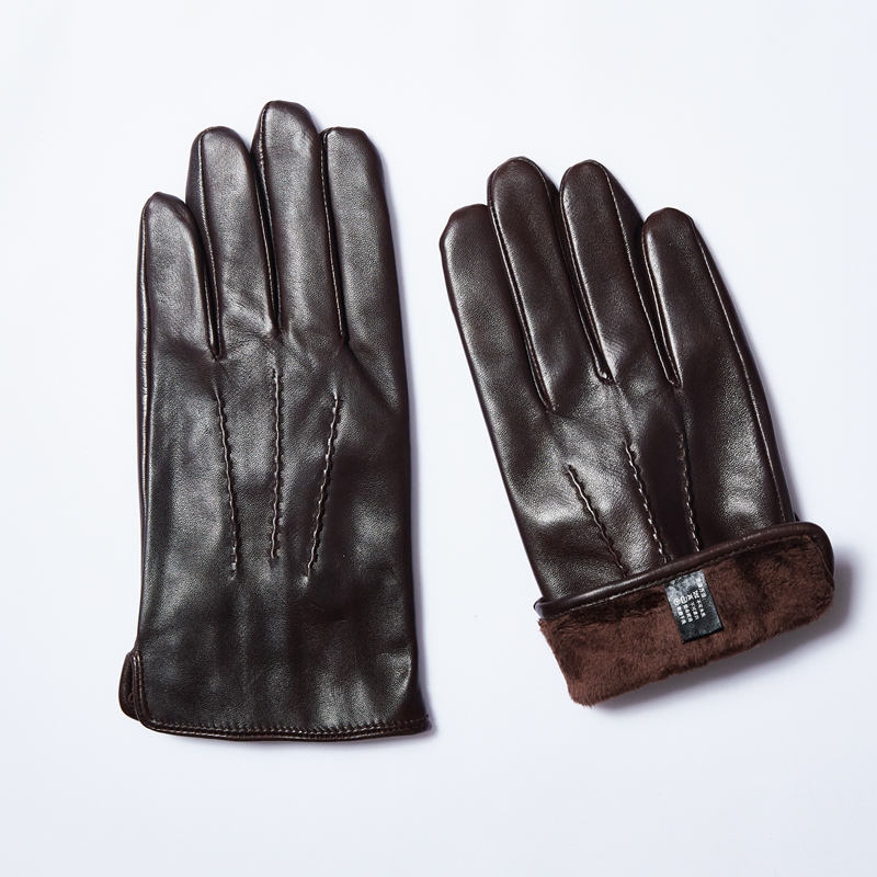 thumbnail for Cashmere touch screen lambskin gloves, men's leather gloves, winter velvet thickened warmth, riding motorcycle pure leather