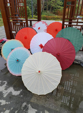 舞蹈专用伞布艺油纸伞千熙工艺伞枣红色舞蹈伞米白色古风道具直销