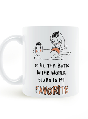 BUTTS Favorite Mug趣味搞笑屁股白色陶瓷杯子咖啡马克杯