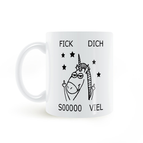 黑白线条 一匹马 马克杯 FICK  DICH Sooooo VIEL MUG