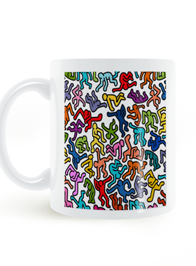 Homage to Keith Haring mug彩色数字涂鸦美式马克杯陶瓷水杯