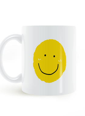 Yellow Emoji表情笑脸黄色开心简约礼物白色陶瓷杯子马克杯