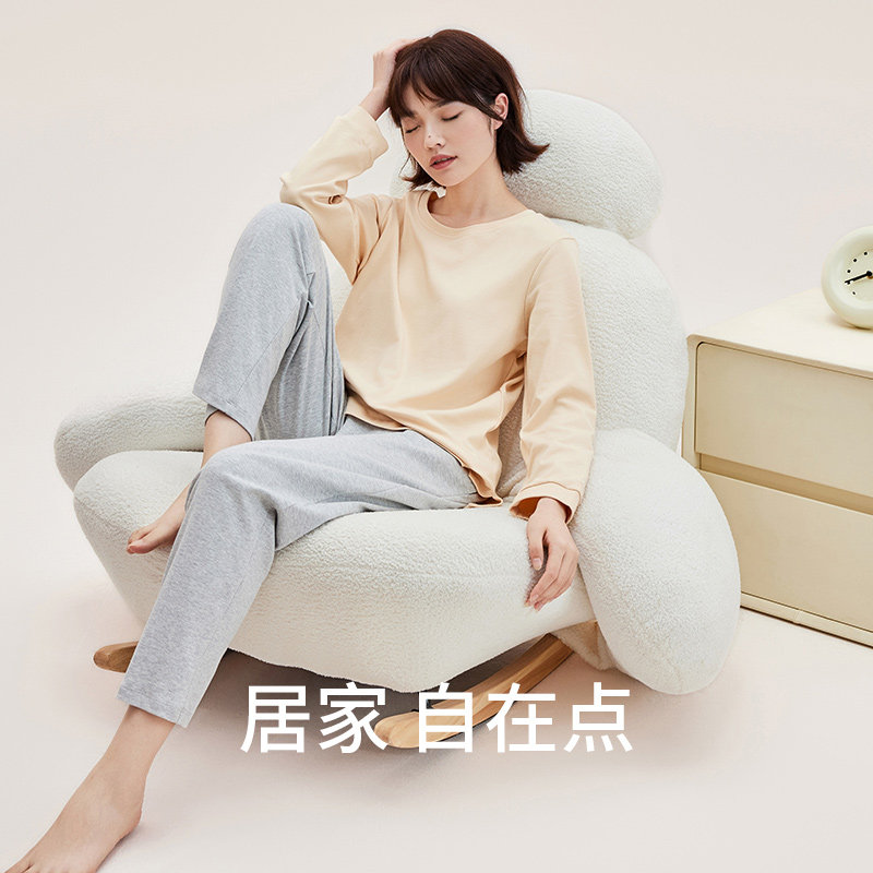 秋鹿多巴胺情侣睡衣女春秋款纯色长袖长裤纯棉卫衣套装男士家居服