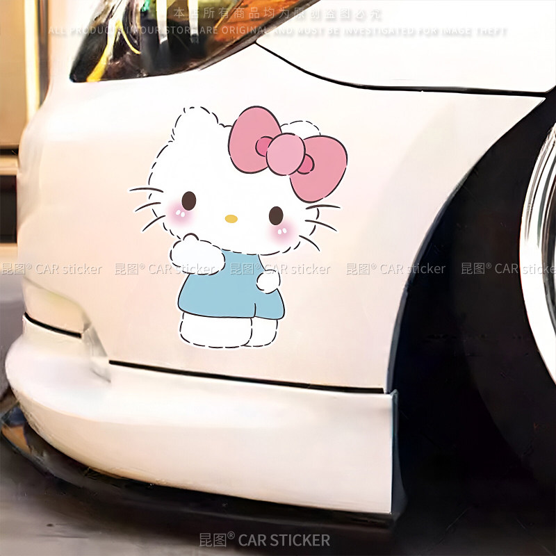KT猫汽车贴纸防水防晒撕掉不留胶