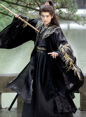 暮游记原创新款汉服男[鸣凰]黑色云肩刺绣酷飒cos服武侠男女同款