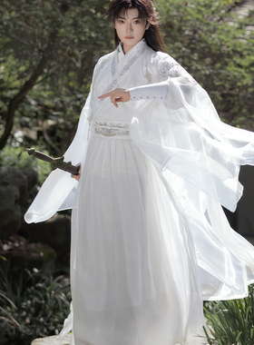 暮游记原创新款汉服男女同款 云游 白色飘逸酷飒国风仙气武侠套装