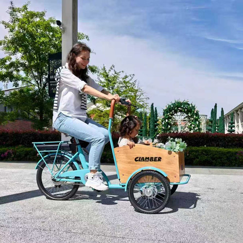 载宠物cargobike三轮车助力自行车宠物亲子倒骑驴遛狗载人力装货