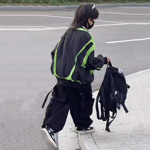 男女童潮牌拼接镂空棒球服防晒衣