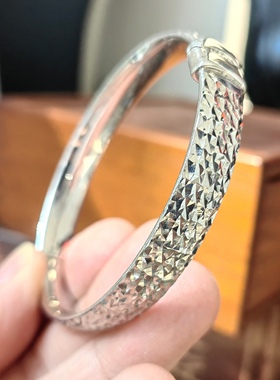 TURKEY中古首饰古着925纯银手工簪刻开口手镯手环西洋古董银器