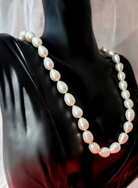 法式优雅老银天然随型水滴珍珠项链中古首饰西洋银器美国古着收藏