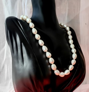 法式优雅老银天然随型水滴珍珠项链中古首饰西洋银器美国古着收藏