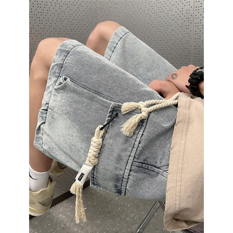 夏季薄款美式工装牛仔短裤男士潮
