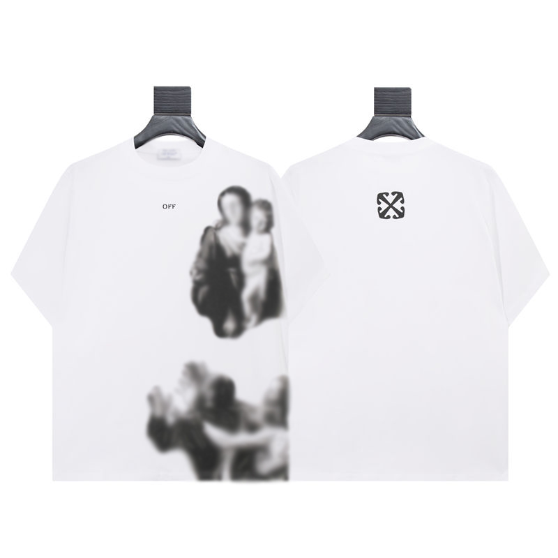 thumbnail for 2025 New OW Summer OFF-WILARD Alphabet Cartoon Arrow Short Sleeve T-Shirt Men's and Women's Street Hip Hop Loose