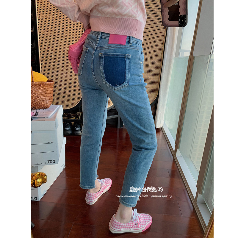 百搭牛仔直筒九分裤裤大码女装