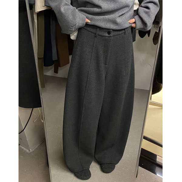 加绒加厚毛呢裤女秋冬款慵懒风高级感垂感阔腿裤梨型身材显瘦裤子
