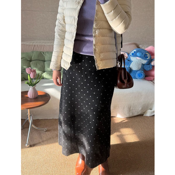 日系复古波点半身裙女秋冬加厚高腰直筒遮肉显瘦气质中长款毛呢裙,女装/女士精品,大码半身裙,淘宝优惠券,粉丝福利购,淘宝优惠卷