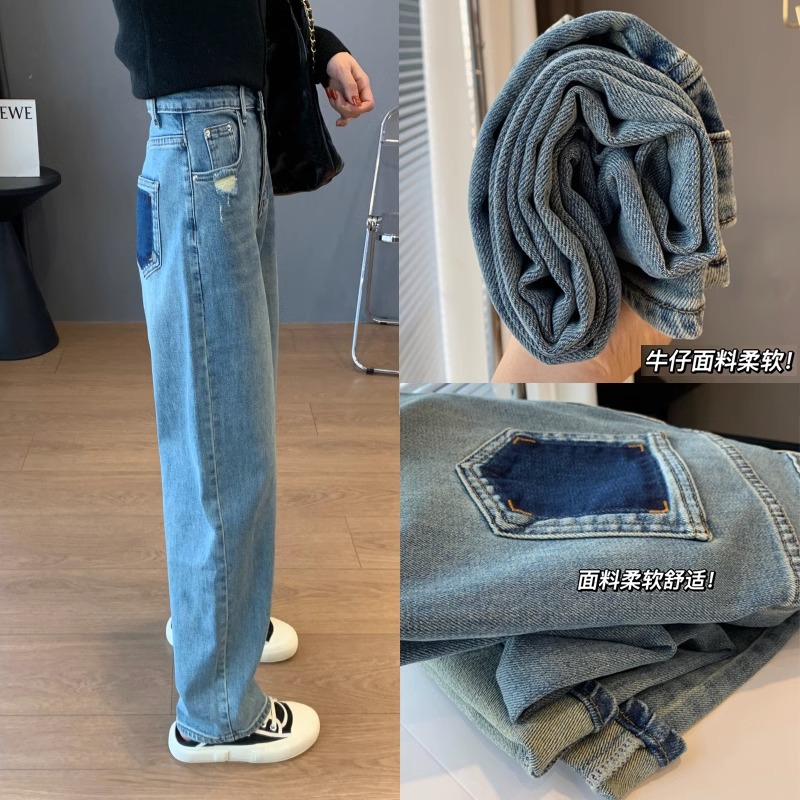 大码女装胖妹妹mm水洗蓝色牛仔阔腿秋季高腰宽松显瘦拖地裤200斤,女装/女士精品,大码裤装,淘宝优惠券,粉丝福利购,淘宝优惠卷