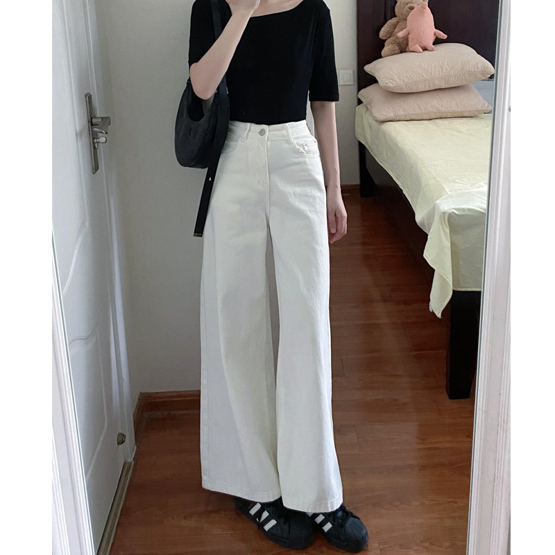 白色直筒牛仔裤女春季新款胖妹妹mm梨形身材宽松显瘦垂感阔腿裤子,女装/女士精品,大码裤装,淘宝优惠券,粉丝福利购,淘宝优惠卷