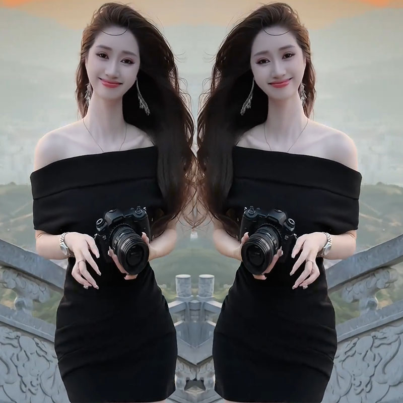 法式精致感一字肩性感连衣裙女2025夏季新款气质收腰显瘦包臀短裙