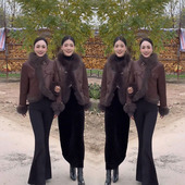 欧货高级感韩版 2024冬季 款 大狐狸毛领轻奢复古皮毛一体棉服外套女