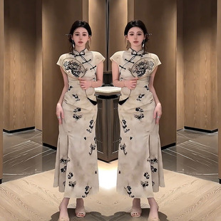 新中式改良旗袍禅意连衣裙女2025夏季新款国风盘扣高级感气质长裙