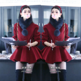 欧货高级感气质名媛外套女2025冬新款纯色毛毛领系带显瘦毛呢大衣