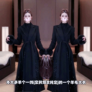 2025冬新款小个子网红爆款时尚夹棉尼子大衣女高级感显瘦中长外套