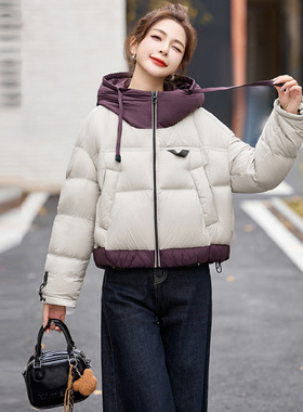 2025冬小个子短款羽绒服女欧货撞色云朵面包服时尚保暖外套C873