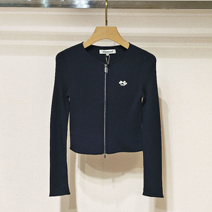 深圳南油2026春女装 拉链上衣S260074 XSJ1M04C藏青色显白针织修身