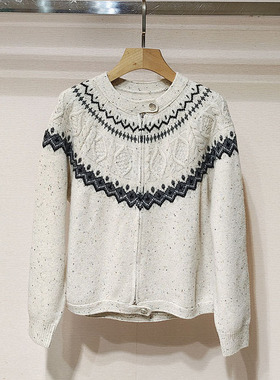 深圳南油2025冬女装圆领设计感绵羊毛拉链针织开衫上衣S251013