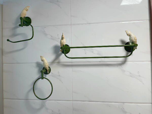 美式乡村田园复古怀旧 鹦鹉造型浴室装饰挂钩 旋转毛巾架 壁挂