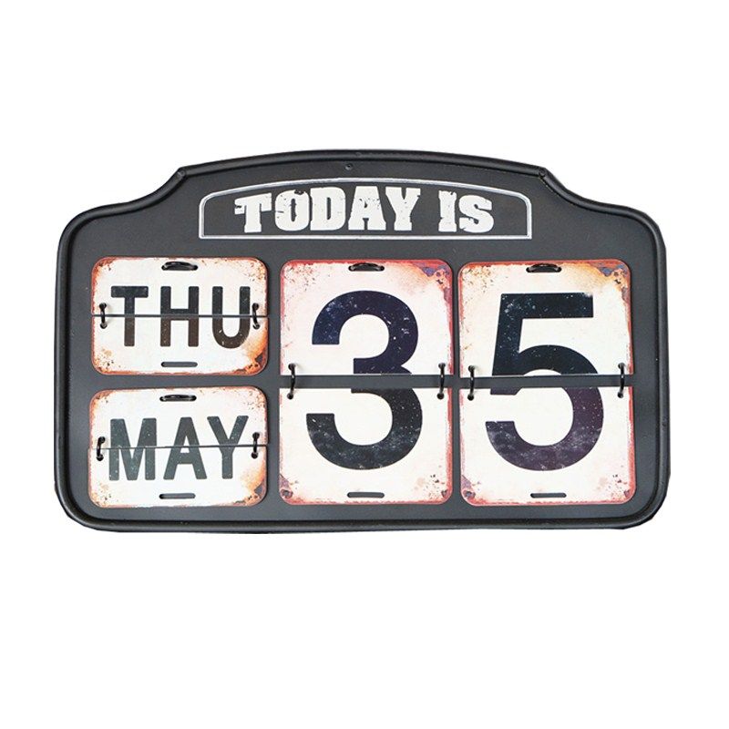 美式复古个性创意可手翻日历摆件铁艺桌面装饰品