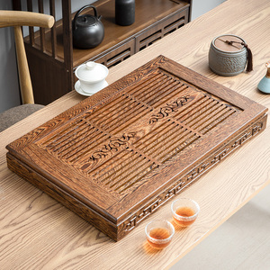 鸡翅木抽屉式简约大小号客厅茶盘