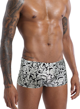 男士性感泳裤男款防尴尬平角游泳裤成人专业速干泳衣运动温泉泳装