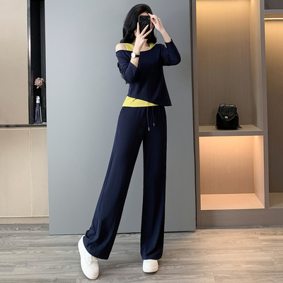 背心长袖直筒裤瑜珈运动三件套装