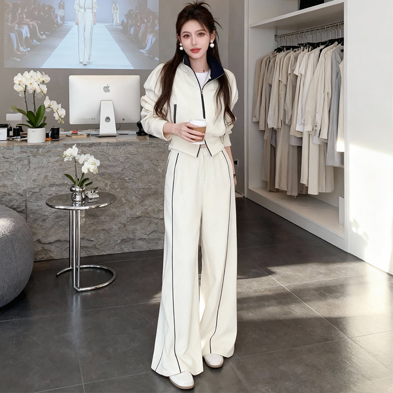 撞色立领双拉链卫衣高尔夫运动套装女2026春秋季高腰阔腿裤两件套,运动/瑜伽/健身/球迷用品,高尔夫裤装,淘宝优惠券,粉丝福利购,淘宝优惠卷