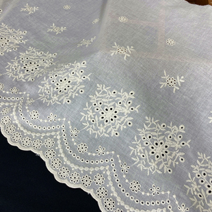 宽35厘米杏色纯棉布刺绣褶子蕾丝花边辅料童装娃衣窗帘布艺装饰