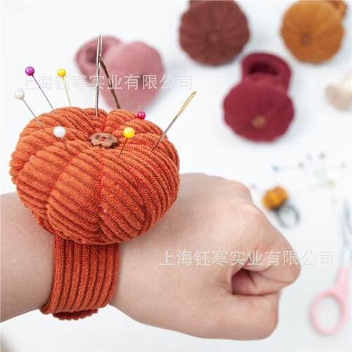 爆款Wrist Pin Cushion 灯芯绒南瓜针插手腕带针插碗垫戒指针插包