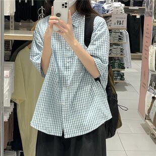 爆款当我飞奔向你苏在在同款短衣服复古袖衬女夏F52486d季韩小版