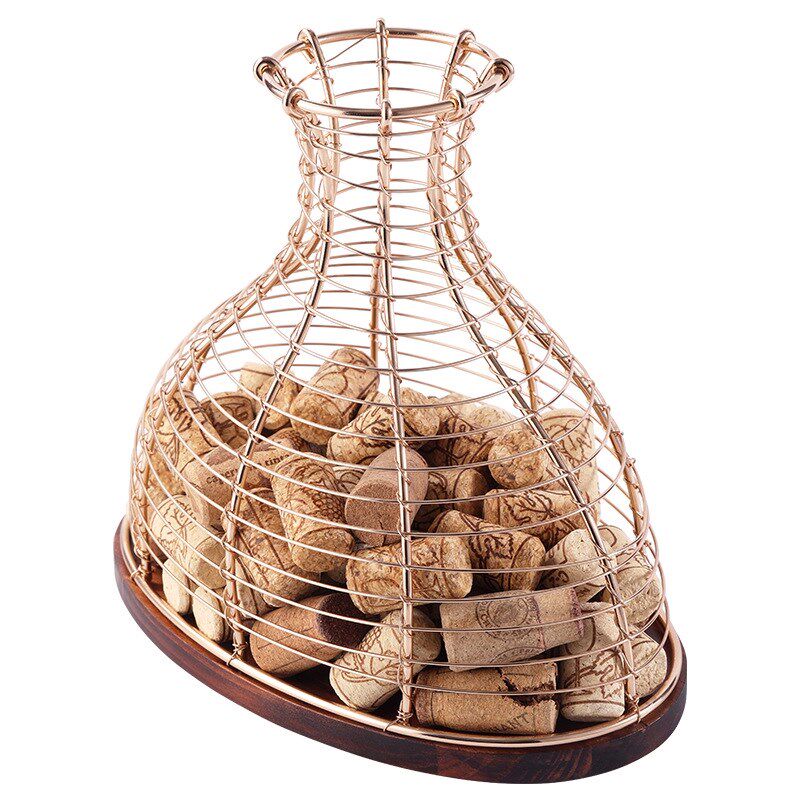 爆款高颜值红酒塞收纳筐葡萄酒瓶塞收集篮家用酒柜摆件软木塞创意