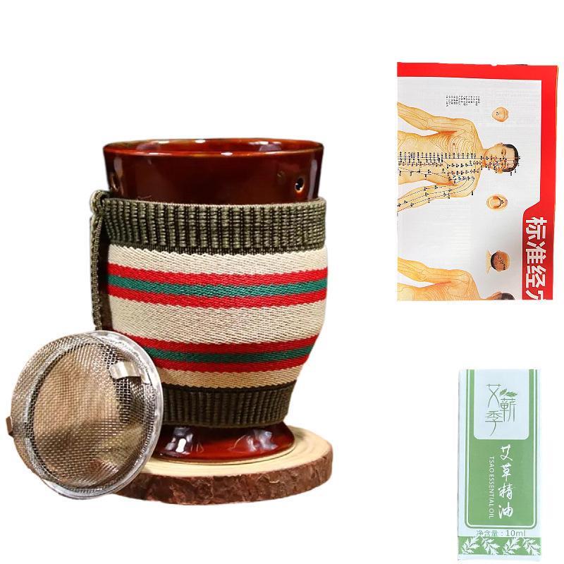 抖音陶瓷艾灸罐双层家用艾灸盒居家随身灸刮痧悬灸艾灸馆火龙罐