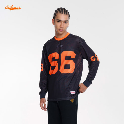 COURTMAN66号数字上衣投篮服网眼长袖T健身运动男训练服【清仓】