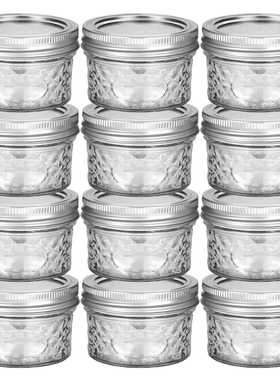 【梅森生活家】4oz美式梅森罐玻璃钻石密封罐早餐酸奶燕麦杯带盖